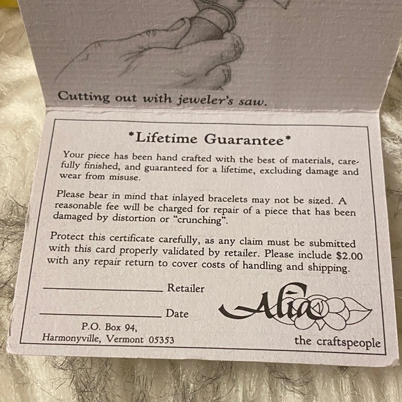 Vintage 70s Alia Abalone and Silver Bracelet with mother of pearl flower - Picture 5 of 14